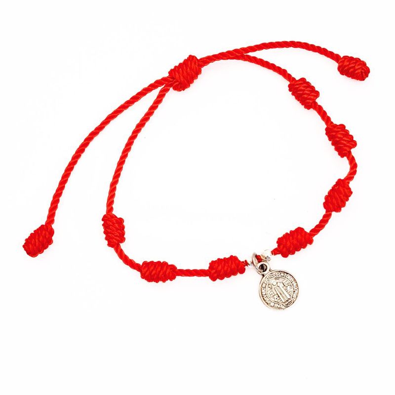 GENERICO - Pulsera Tibetana de protección - Pulsera hilada 7 Nudos y dije San Benito