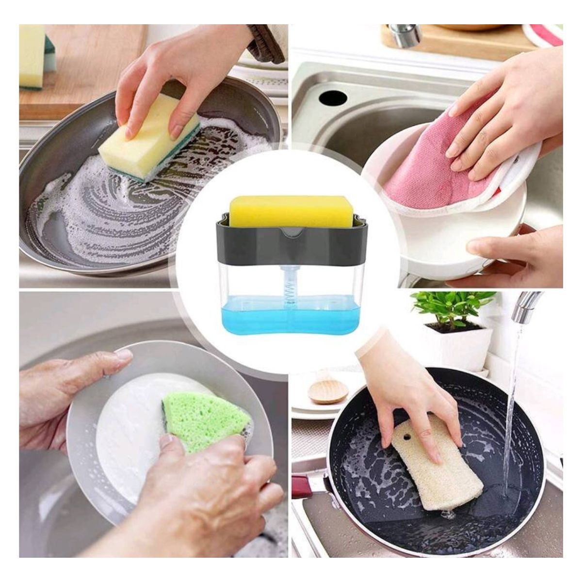 GENERICO - Dispensador de Bomba de Jabón con Soporte para Esponja