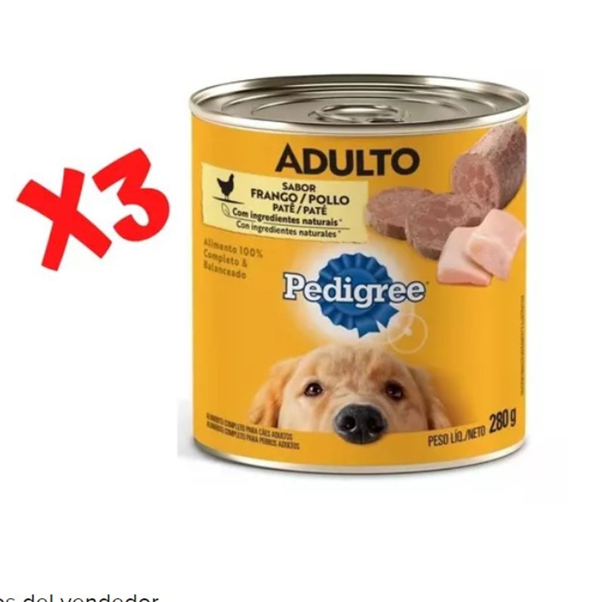 PEDIGREE - 3 Latas Pedigree Alimento Húmedo Lata Perro Adulto Pollo