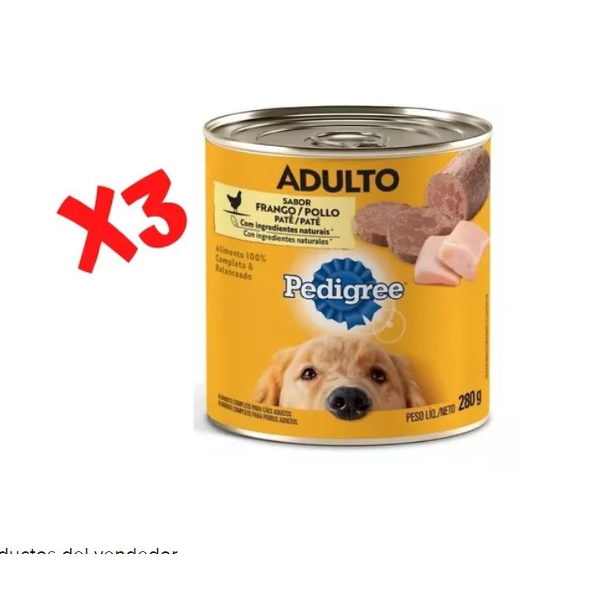 PEDIGREE - 3 Latas Pedigree Alimento Húmedo Lata Perro Adulto Pollo