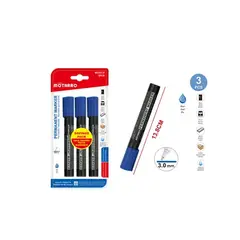 GENERICO - Plumón Permanente Azul 3Pcs