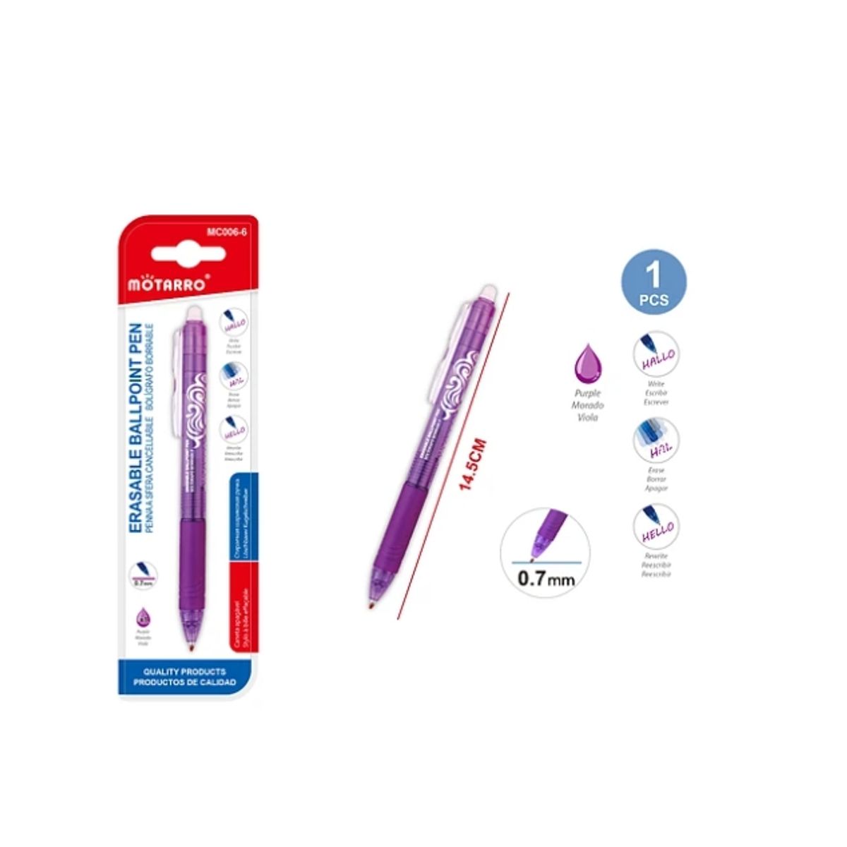 GENERICO - Boligrafo Borrable Violeta 14.5 cm