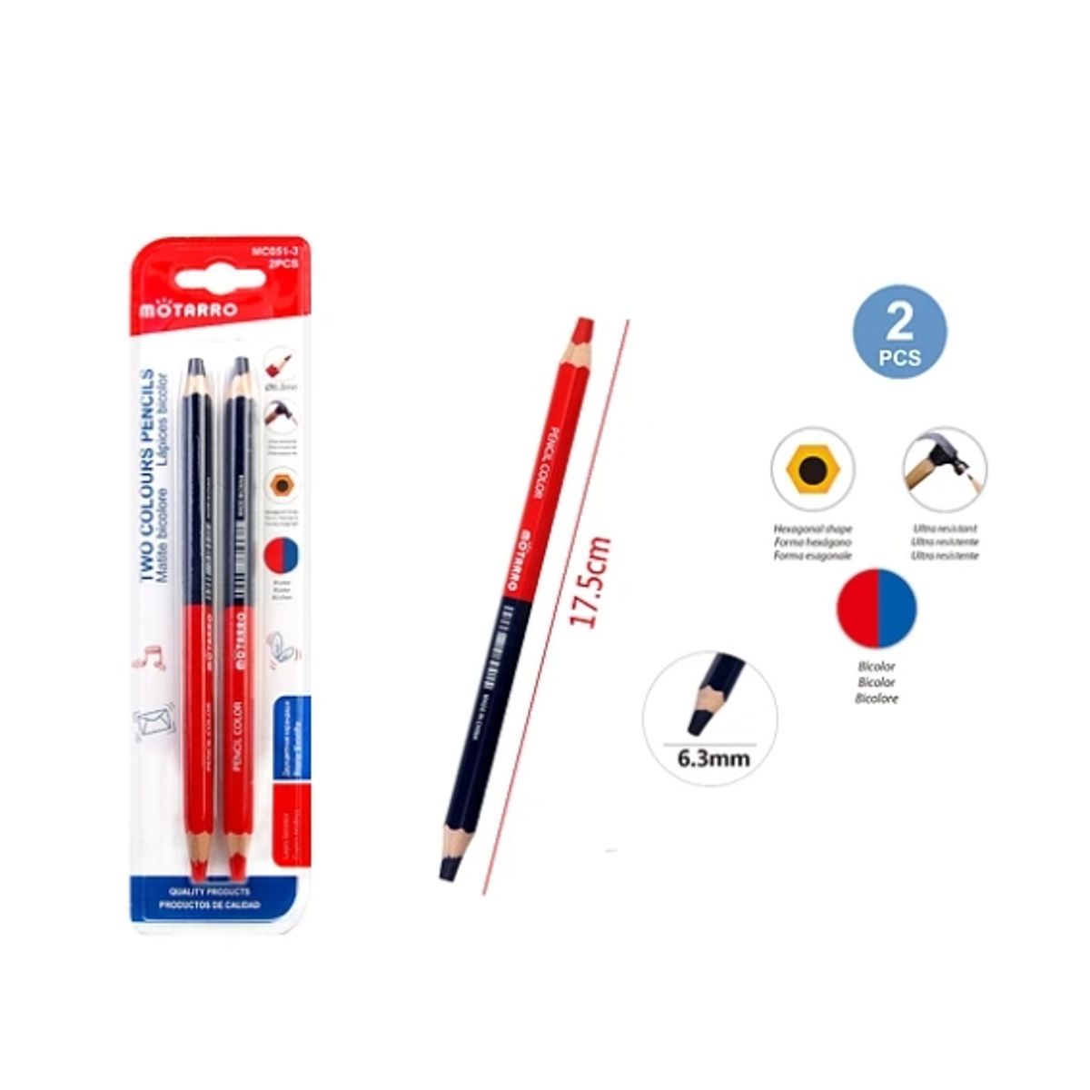 GENERICO - Lápices Duo Azul Y Rojo 2 Pcs