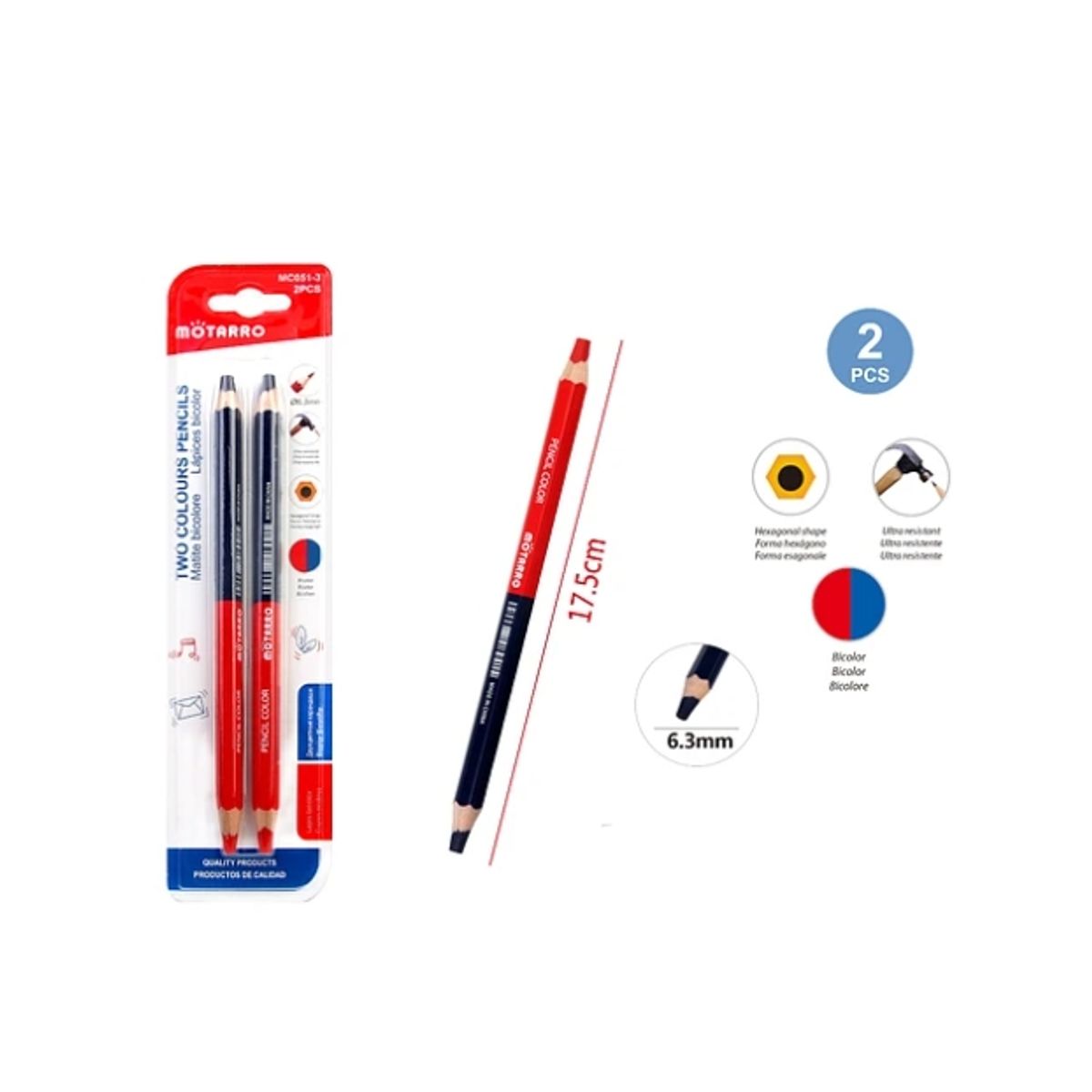 GENERICO - Lápices Duo Azul Y Rojo 2 Pcs