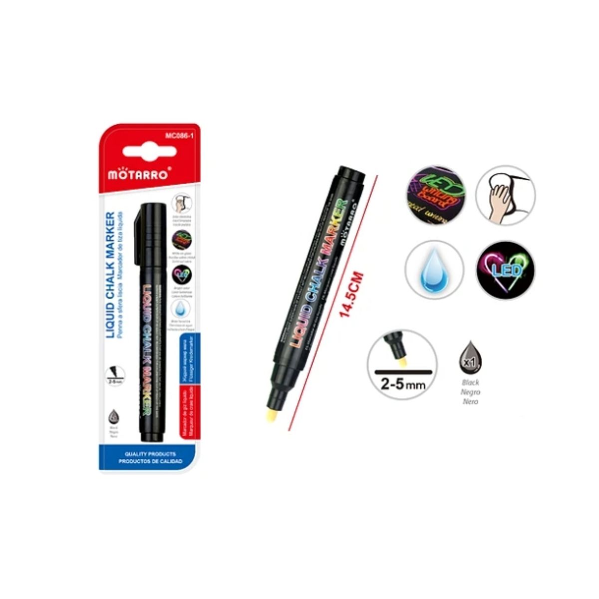 GENERICO - Plumon De Tiza Liquida Negra