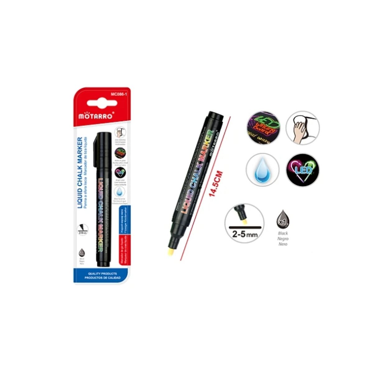 GENERICO - Plumon De Tiza Liquida Negra