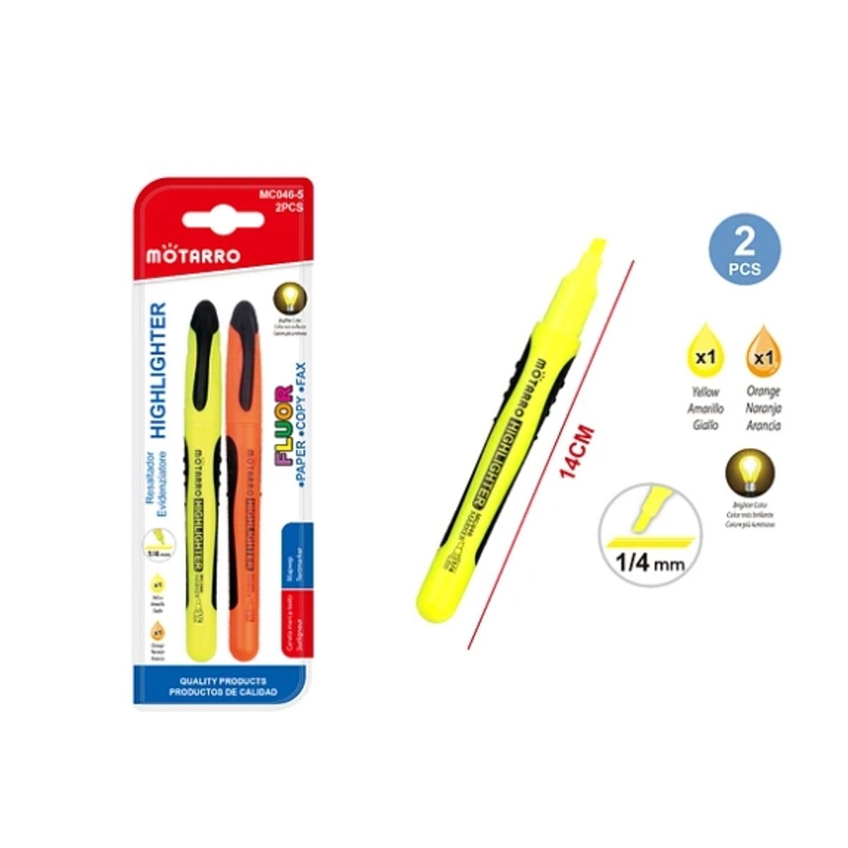 GENERICO - Destacador Fluor Dos Colores 2 Pcs