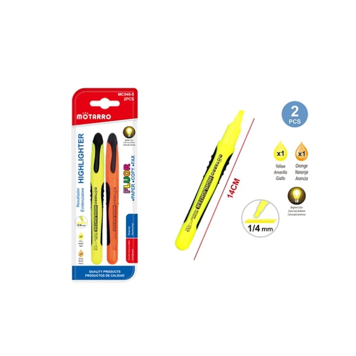 GENERICO - Destacador Fluor Dos Colores 2 Pcs