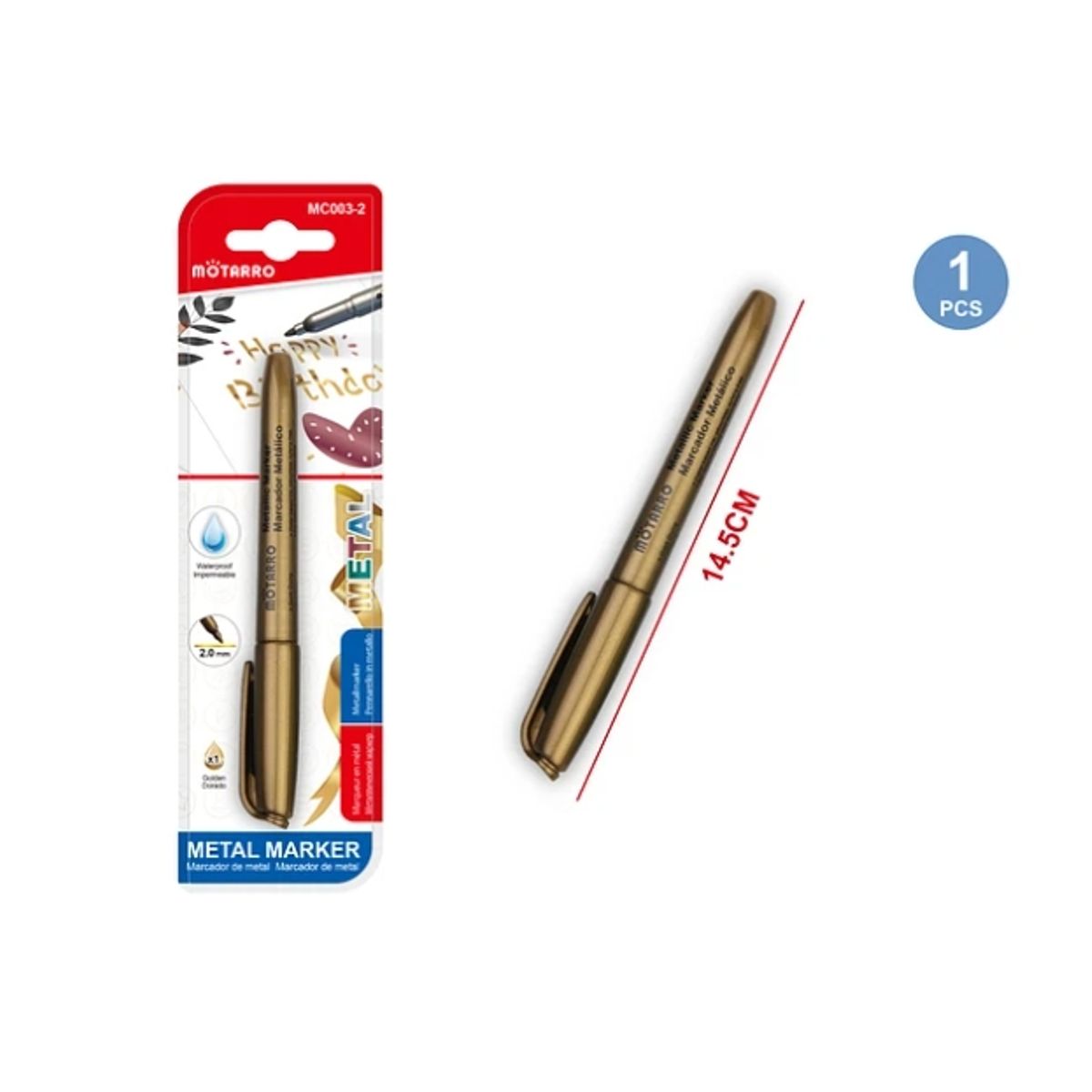 GENERICO - Marcador De Pintura Dorado 2.0 mm