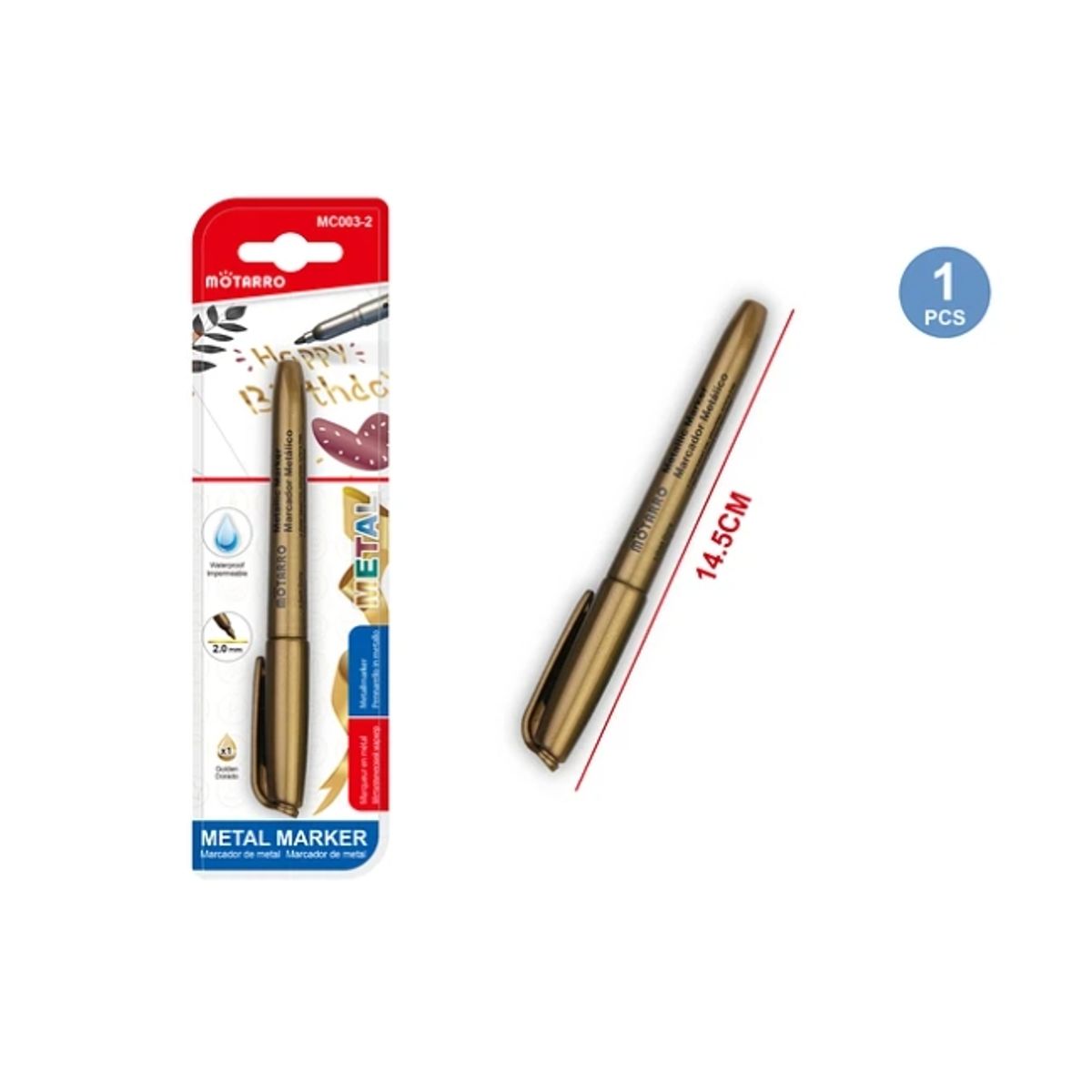 GENERICO - Marcador De Pintura Dorado 2.0 mm