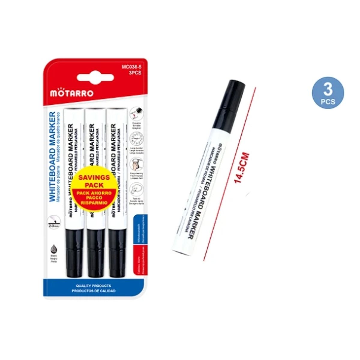 GENERICO - Marcador De Pizarra Negros 3 Pcs