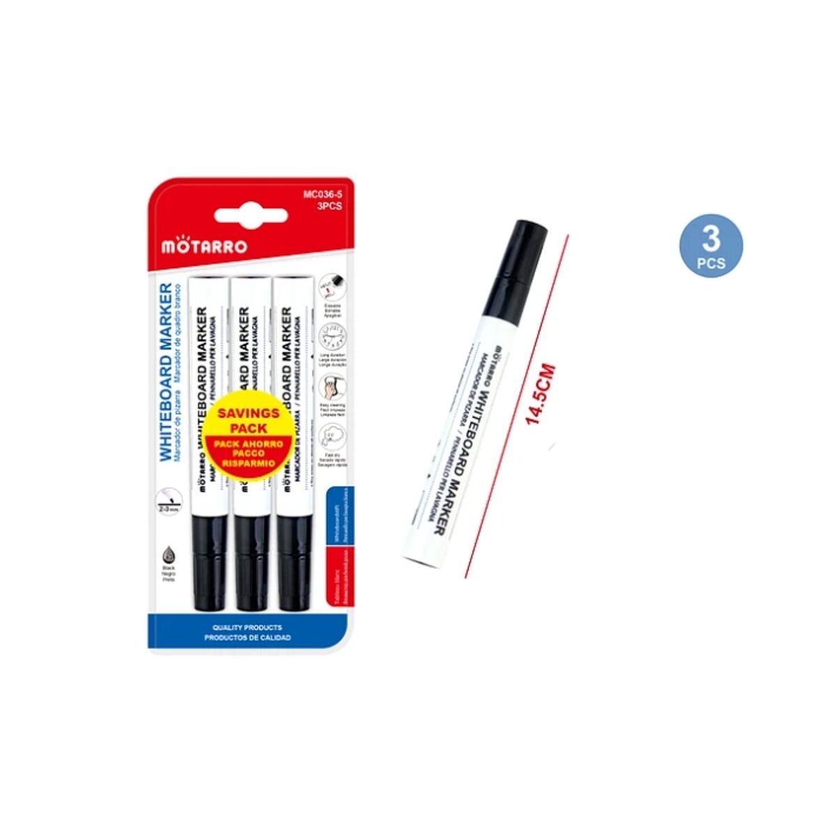 GENERICO - Marcador De Pizarra Negros 3 Pcs