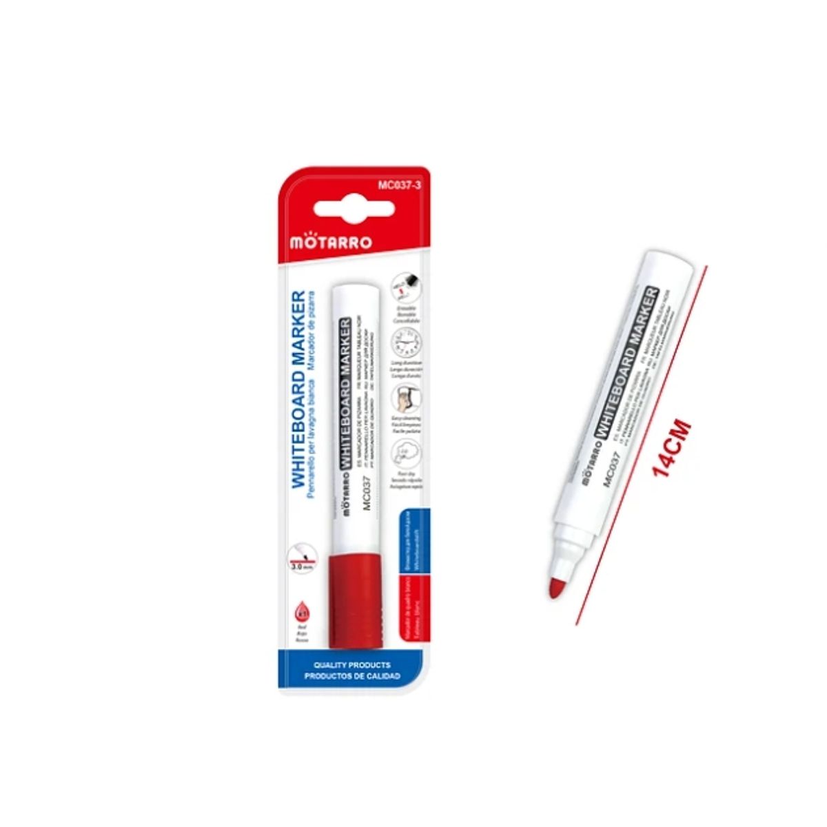 GENERICO - Marcador De Pizarra Rojo Set 3 Unidades