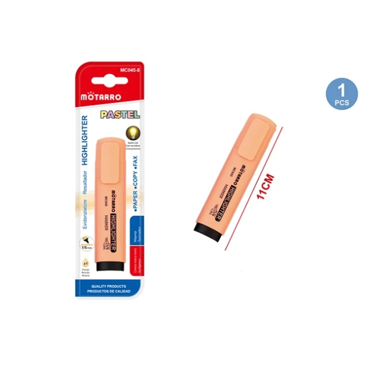 GENERICO - Destacador Pastel Naranjo 5 mm Set 3 Unidades