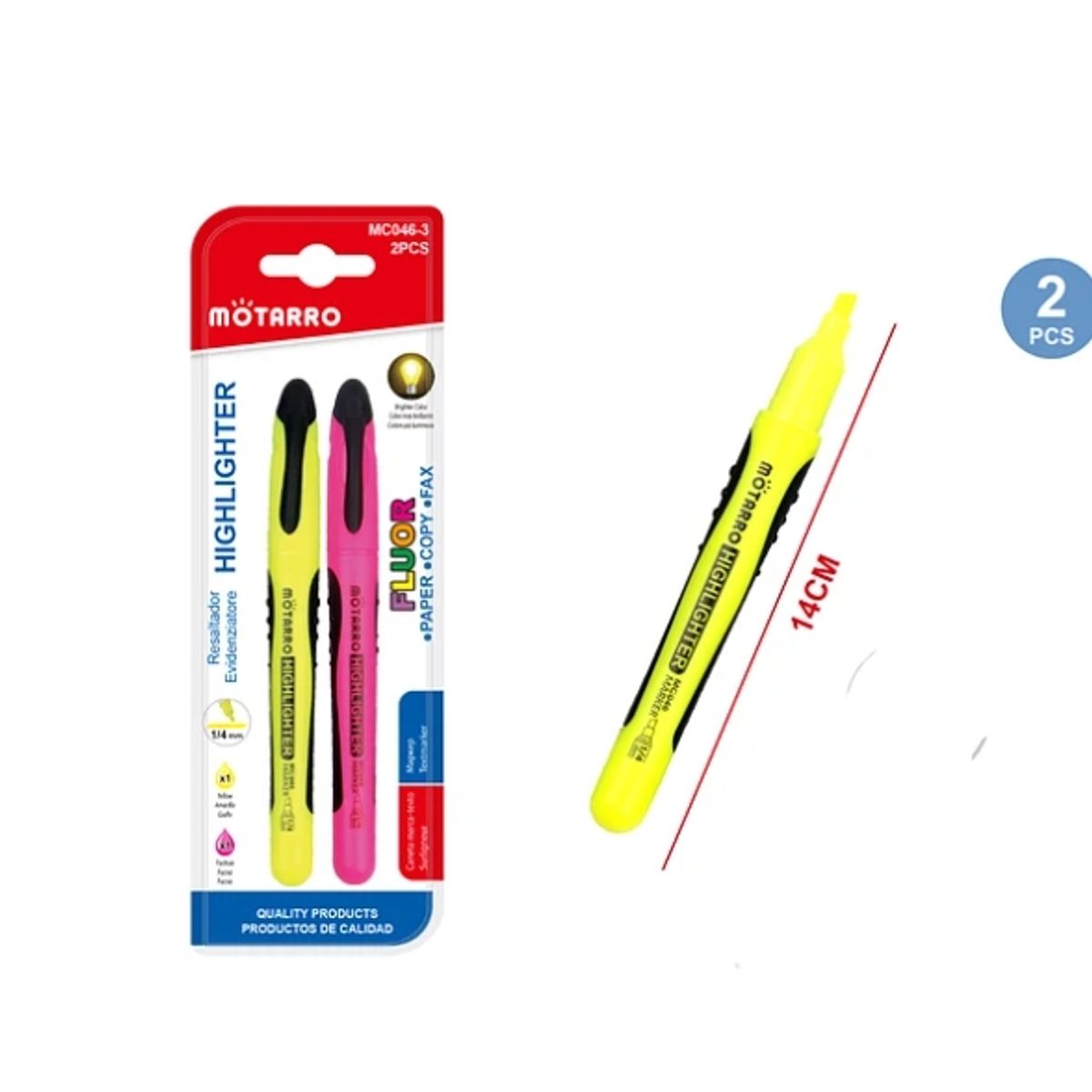 GENERICO - Destacador Fluor Dos Colores 2 Pcs