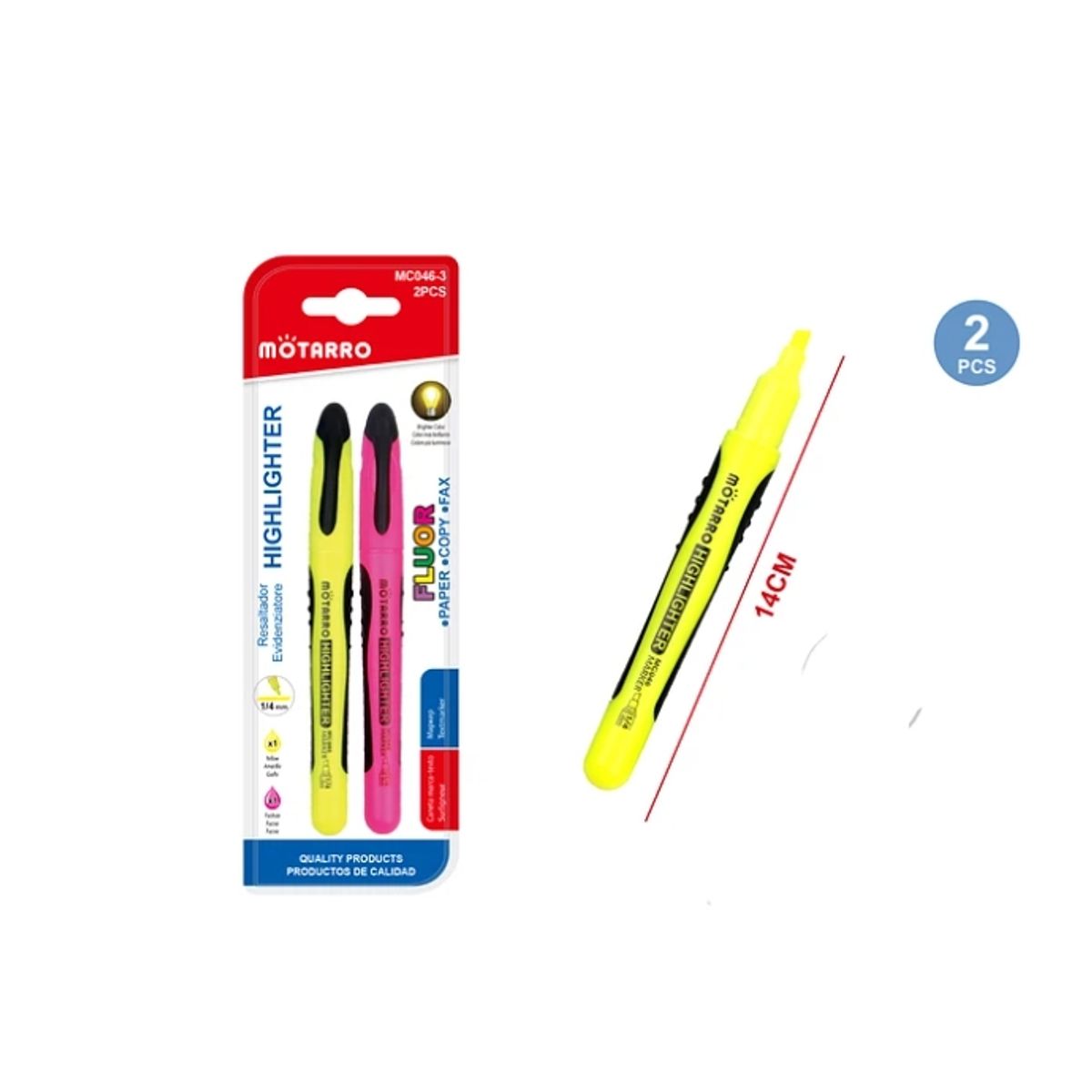 GENERICO - Destacador Fluor Dos Colores 2 Pcs