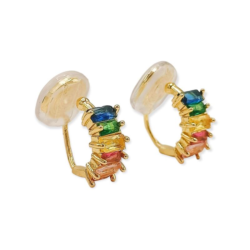 ELBAULDEJUMA - Aros Sin Perforacion Huggies Zirconia Cubicas Colores