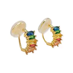 ELBAULDEJUMA - Aros Sin Perforacion Huggies Zirconia Cubicas Colores