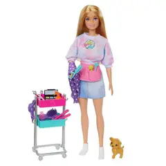 BARBIE - Malibu estilista con mas de 12 accesorios hnk95