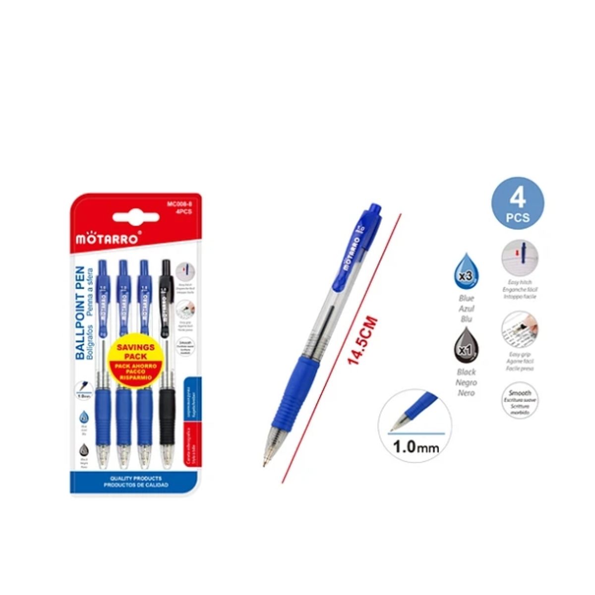 GENERICO - Pack Bolígrafos 2 Colores 4 Pcs