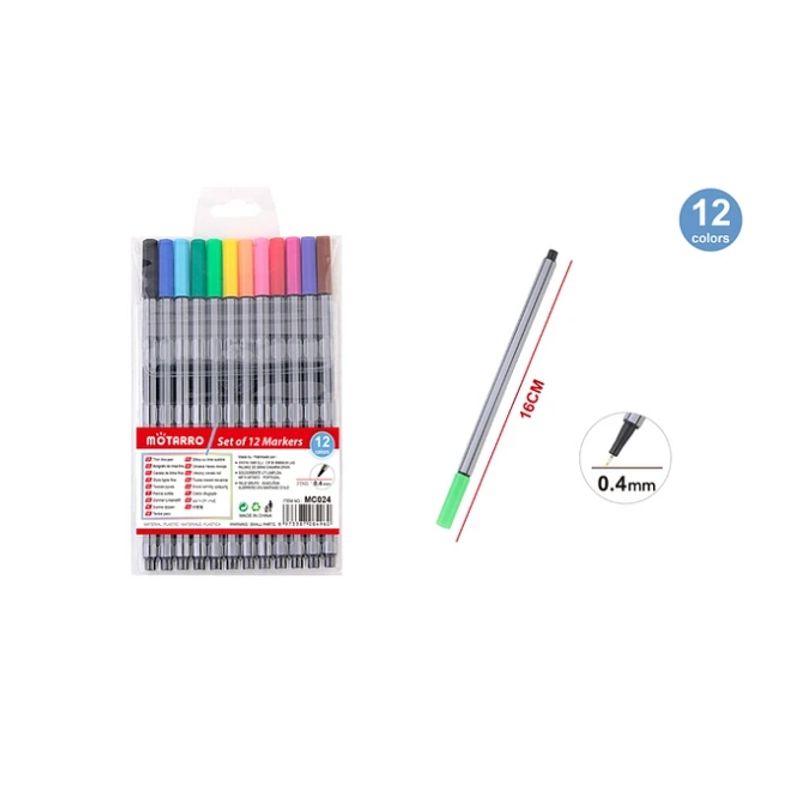 GENERICO - Rotulador 0.4 mm Multicolor 12 Colores