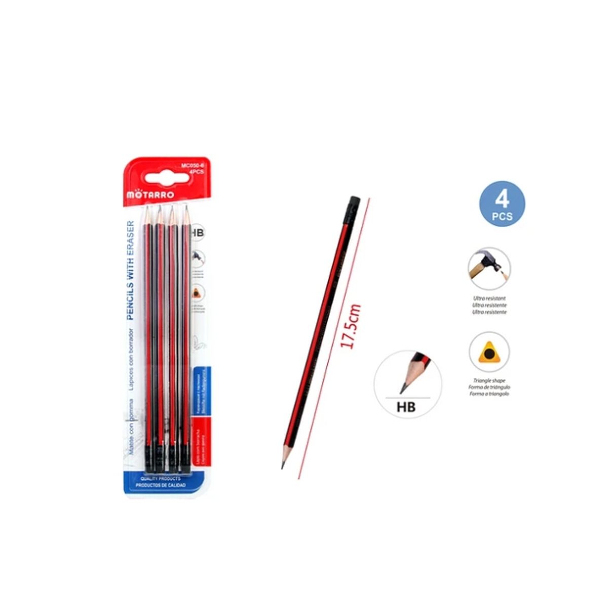 GENERICO - Set Lapices Gráfito 4 Piezas