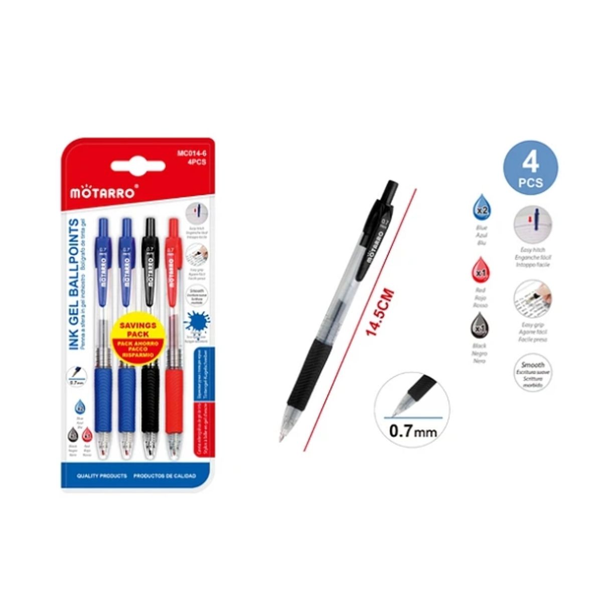 GENERICO - Bolígrafo 3 Colores 0,7 mm 4Pcs