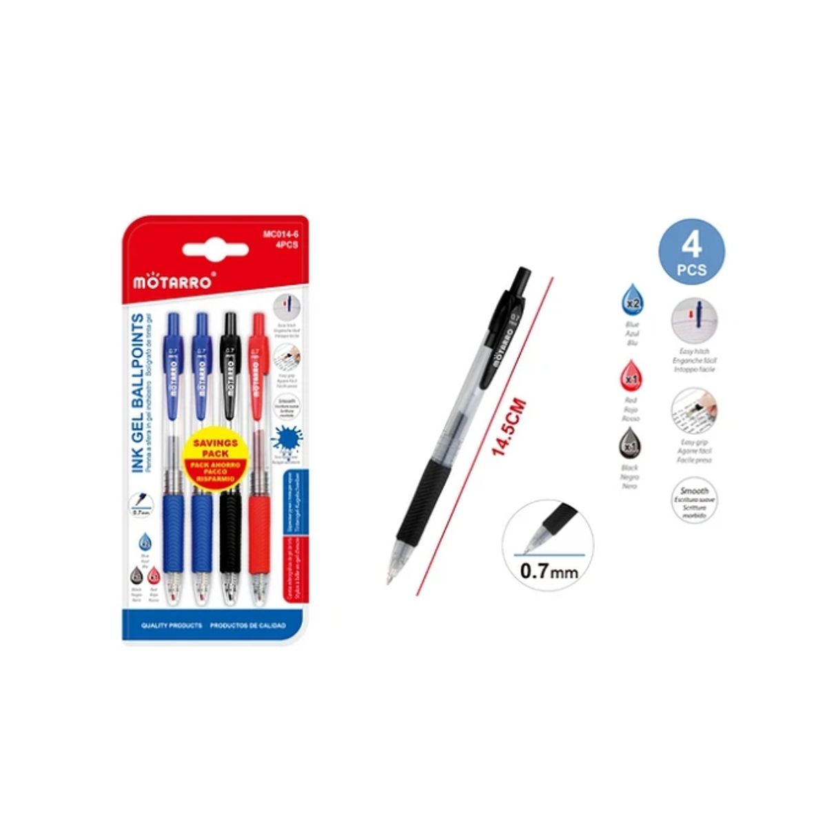 GENERICO - Bolígrafo 3 Colores 0,7 mm 4Pcs