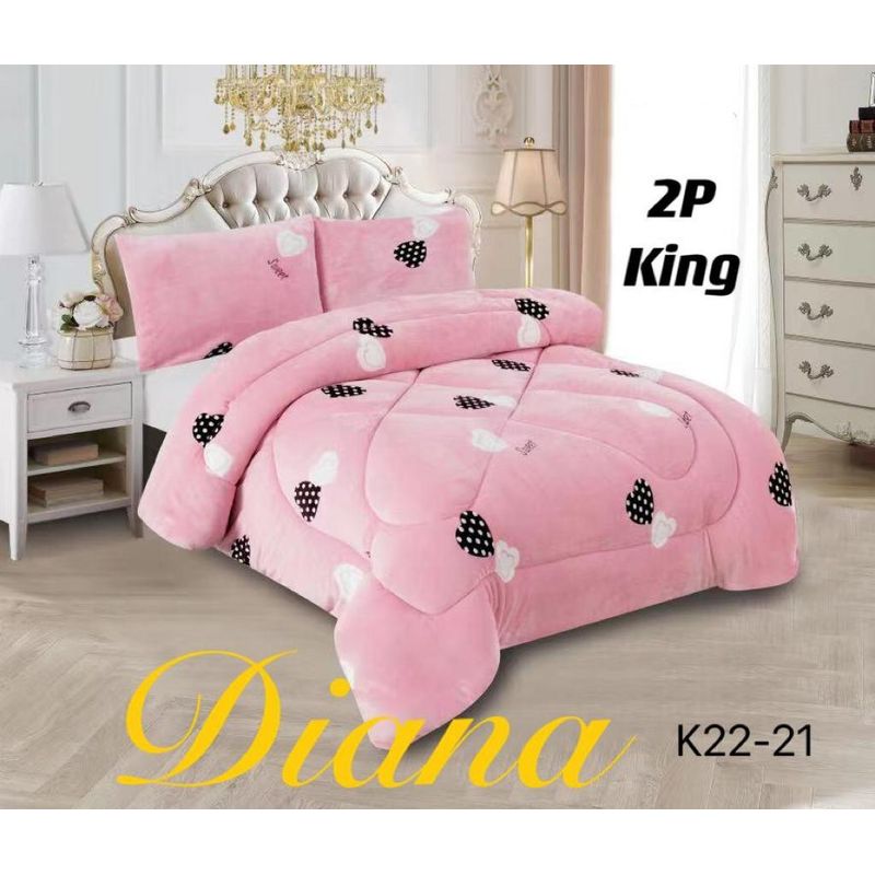 GENERICO - Cobertor de Invierno Plush con Chiporro 2 Plazas rosa corazon