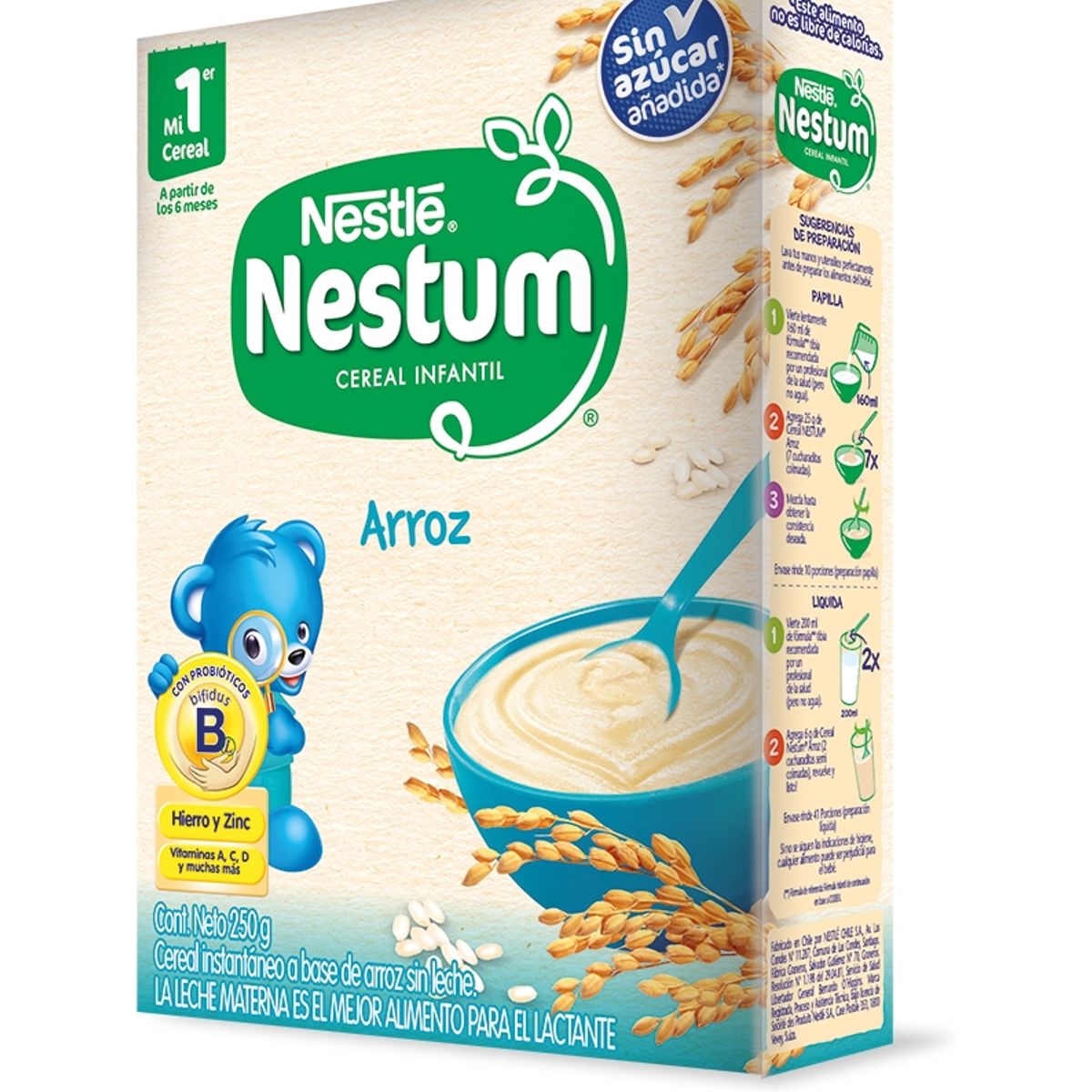 NESTLE - NESTUM ARROZ 250grs CEREAL INFANTIL