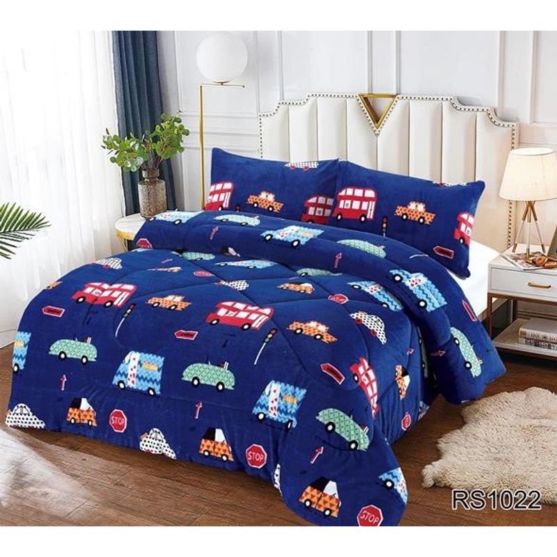 GENERICO - Cobertor de Invierno Plush con chiporro 1.5 plazas niños autos