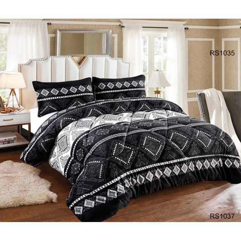 GENERICO - Cobertor de Invierno Plush con chiporro 2 plazas Negro detalle