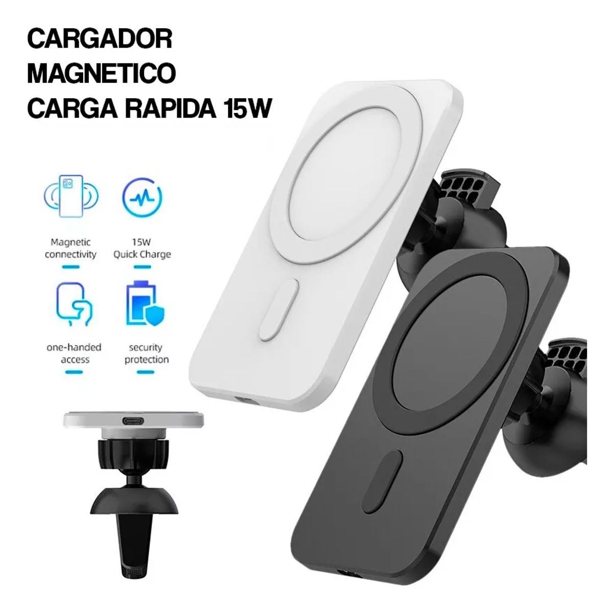 GENERICO - Cargador Y Soporte Inalambrico Para iPhone Magsafe Para Auto
