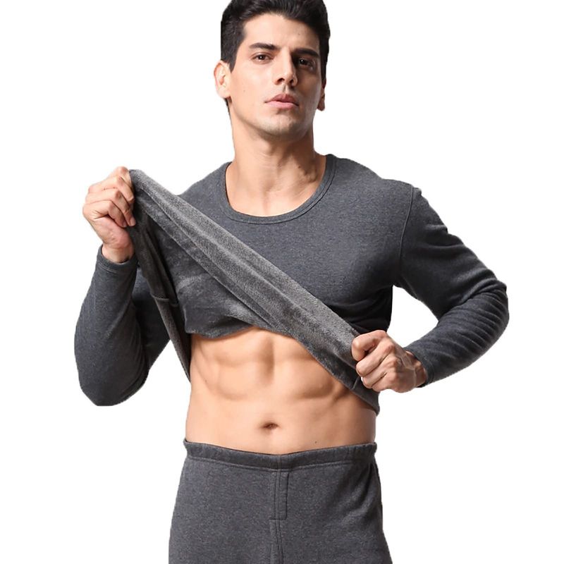 EVERSO - Camiseta Hombre Manga Larga Algodón Con Polar_.