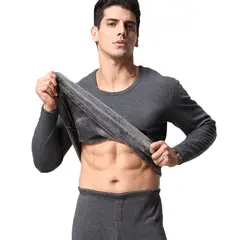 EVERSO - Camiseta Hombre Manga Larga Algodón Con Polar_.