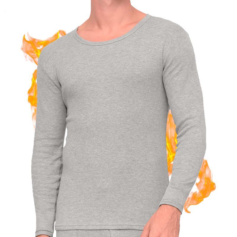 EVERSO - Camiseta Hombre Manga Larga Algodón Con Polar_.