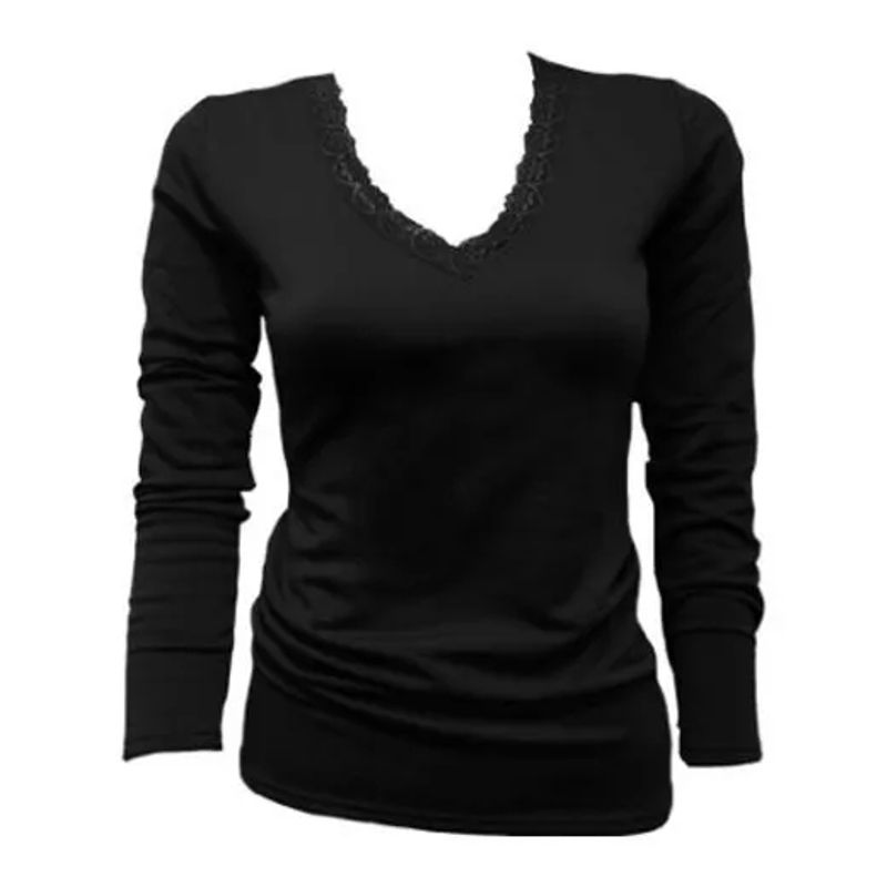 EVERSO - Pack3 Camiseta Bambu Lola Polar Cuello V Con Blonda