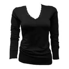 EVERSO - Pack3 Camiseta Bambu Lola Polar Cuello V Con Blonda