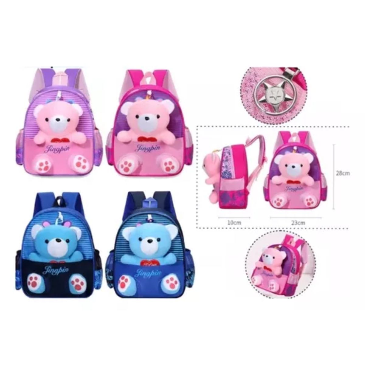 GENERICO - Mochila Chica Para Niños De Osito Color Rosada