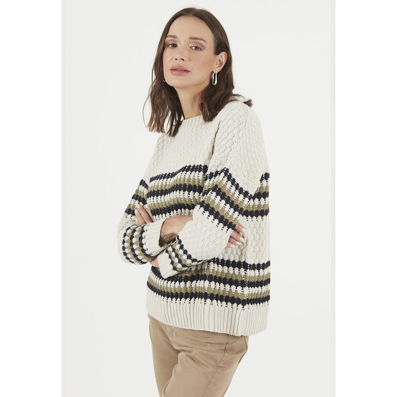 PRIVILEGE - Sweater crudo diseno rayas PRIVILEGE
