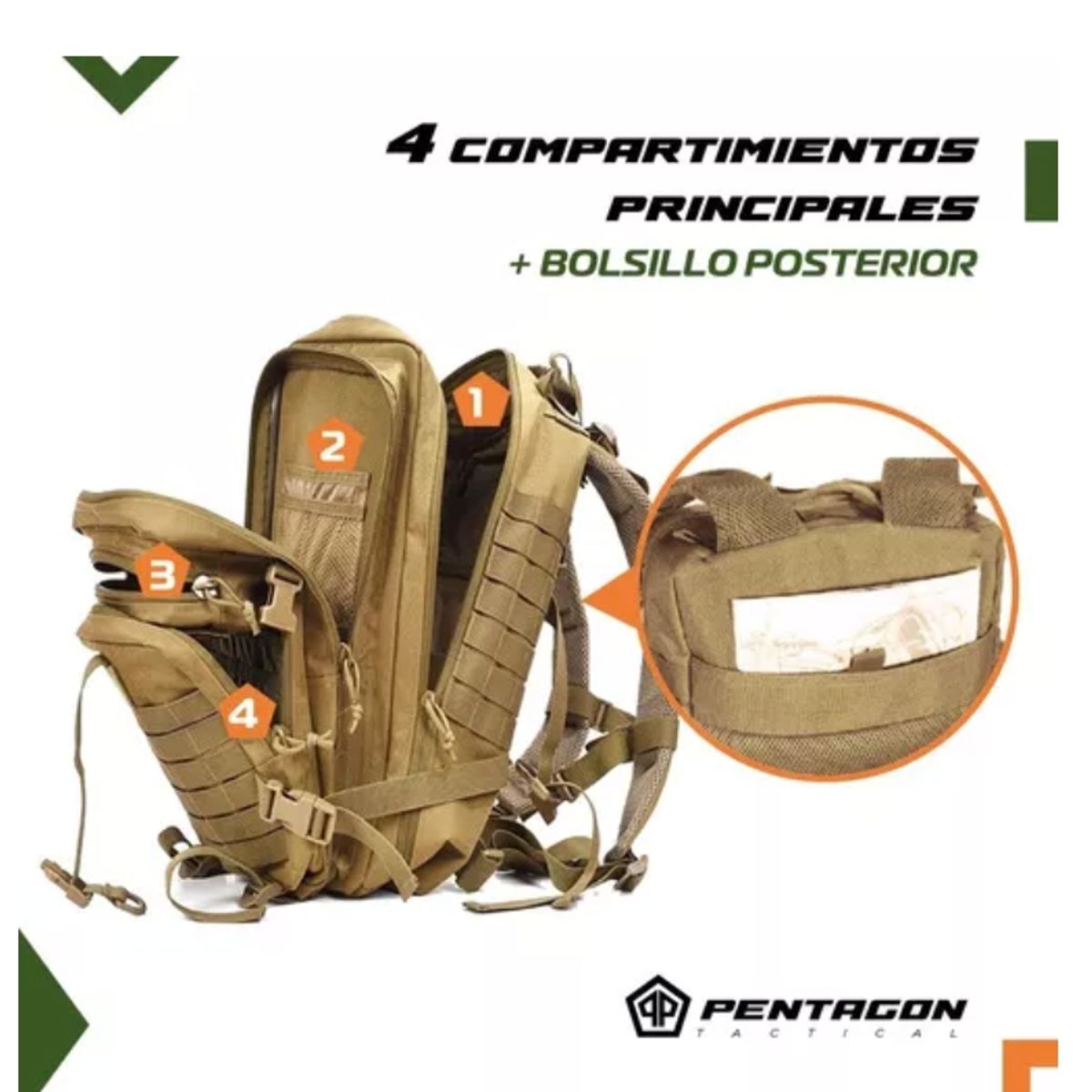 GENERICO - Mochila Tactica Militar Outdoor Pentagon 45l Impermeable