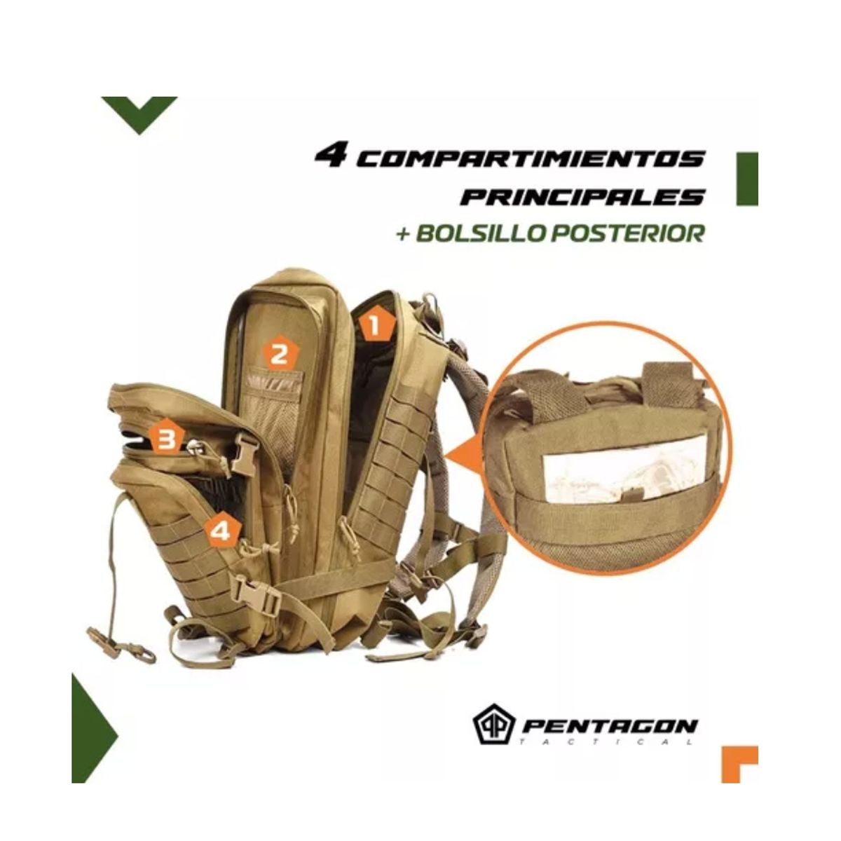 GENERICO - Mochila Tactica Militar Outdoor Pentagon 45l Impermeable