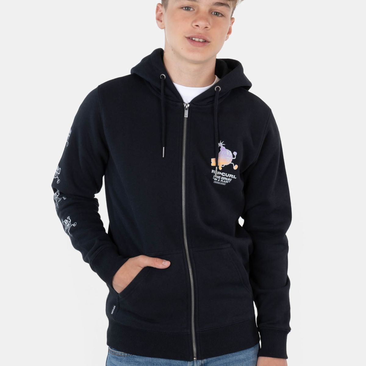 RIP CURL - Poleron In A Flash Full Zip Negro Infantil Rip Curl