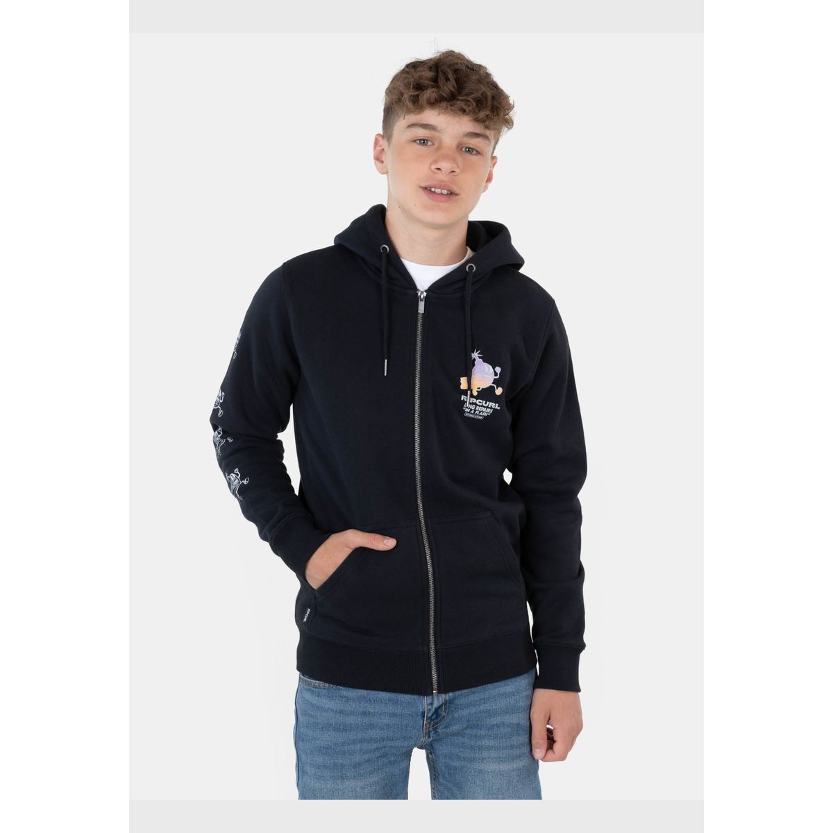 RIP CURL - Poleron In A Flash Full Zip Negro Infantil Rip Curl