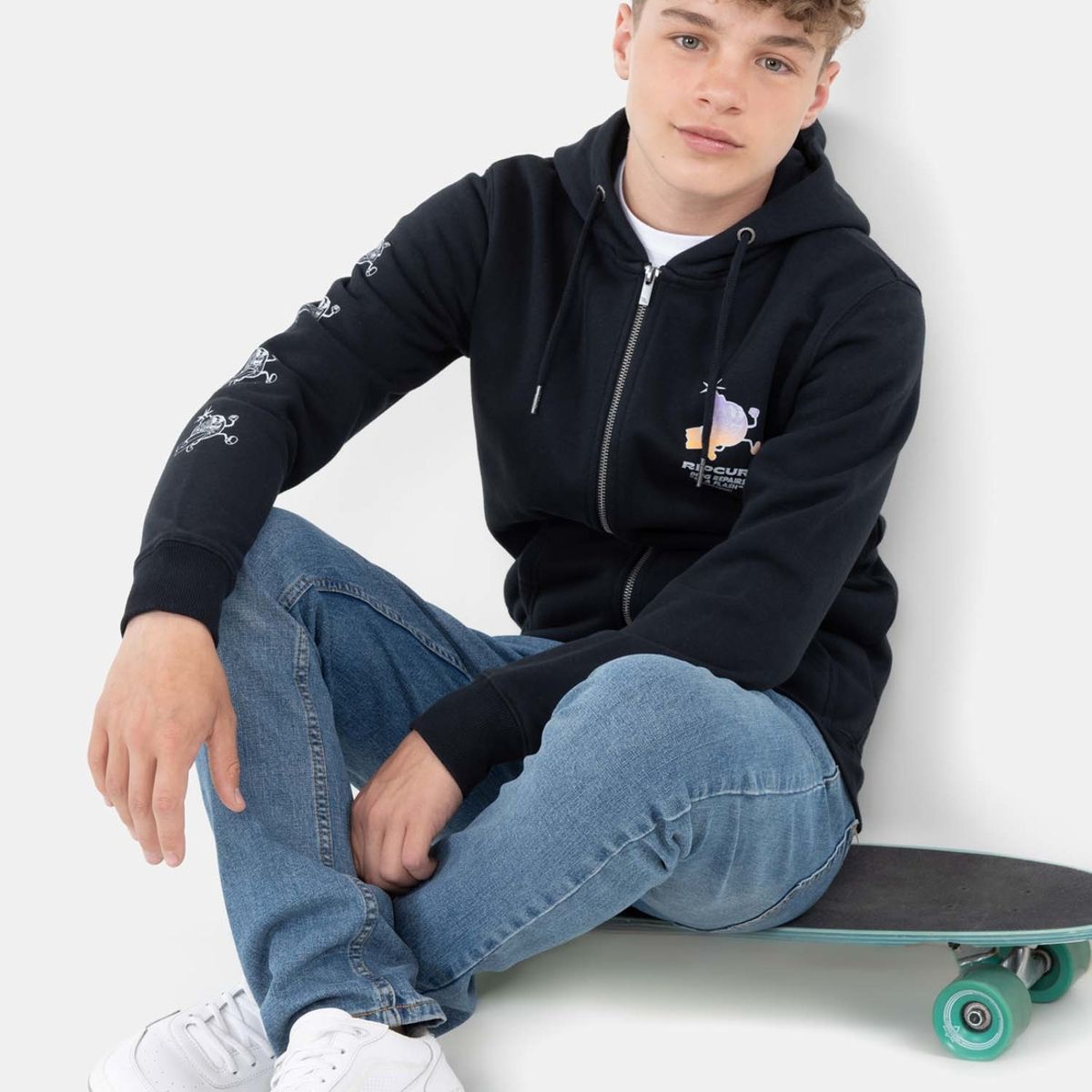 RIP CURL - Poleron In A Flash Full Zip Negro Infantil Rip Curl