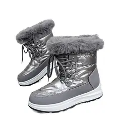 BLWOENS - Botas de algodón de nieve para Mujer - Plateadas