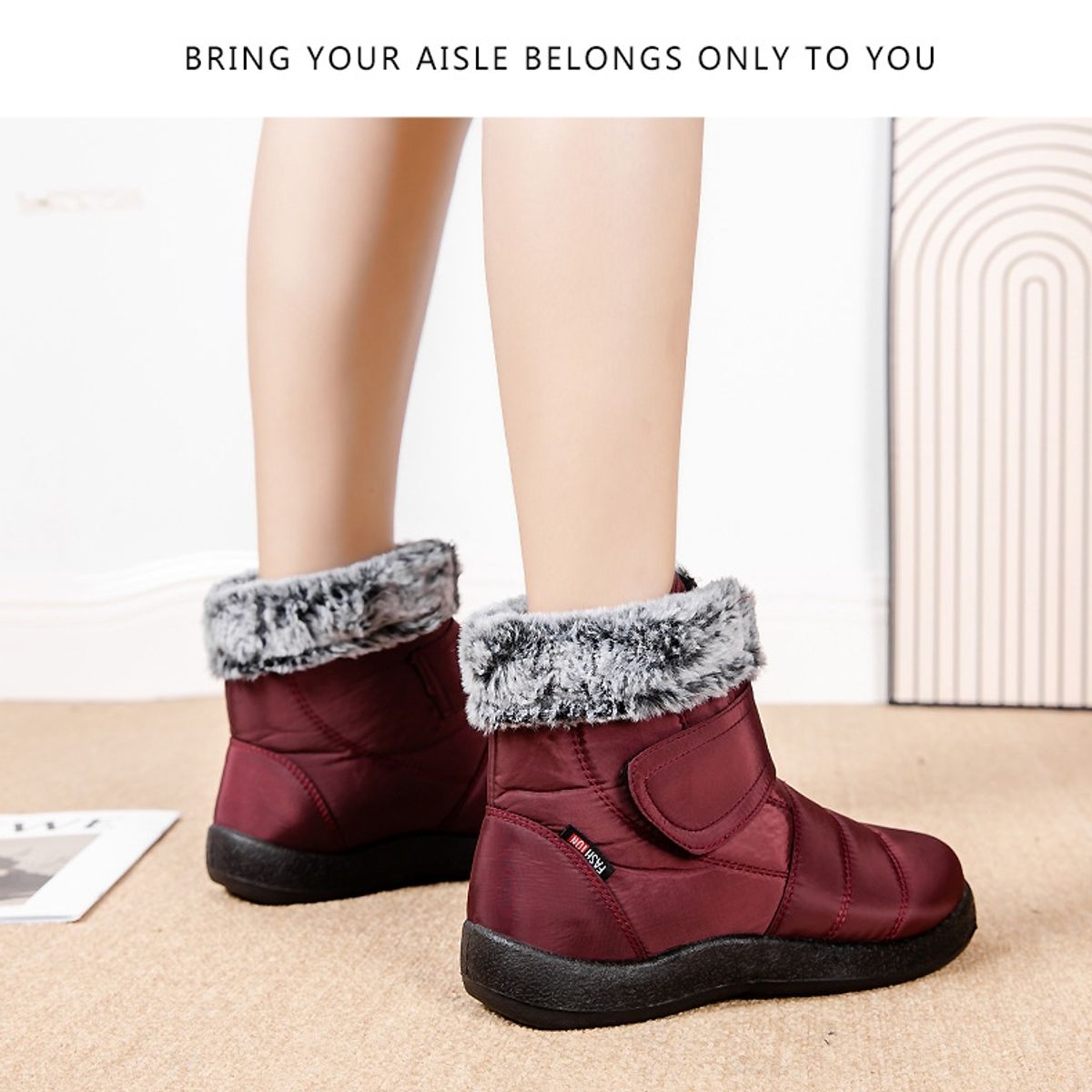 BLWOENS - Botas de algodón de nieve para Mujer - Rojo