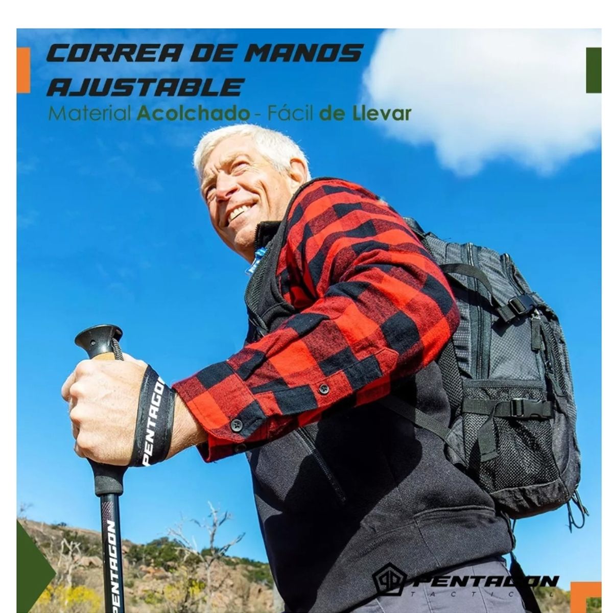GENERICO - Bastones De Trekking Set De 2 Plegables Aluminio Pentagon