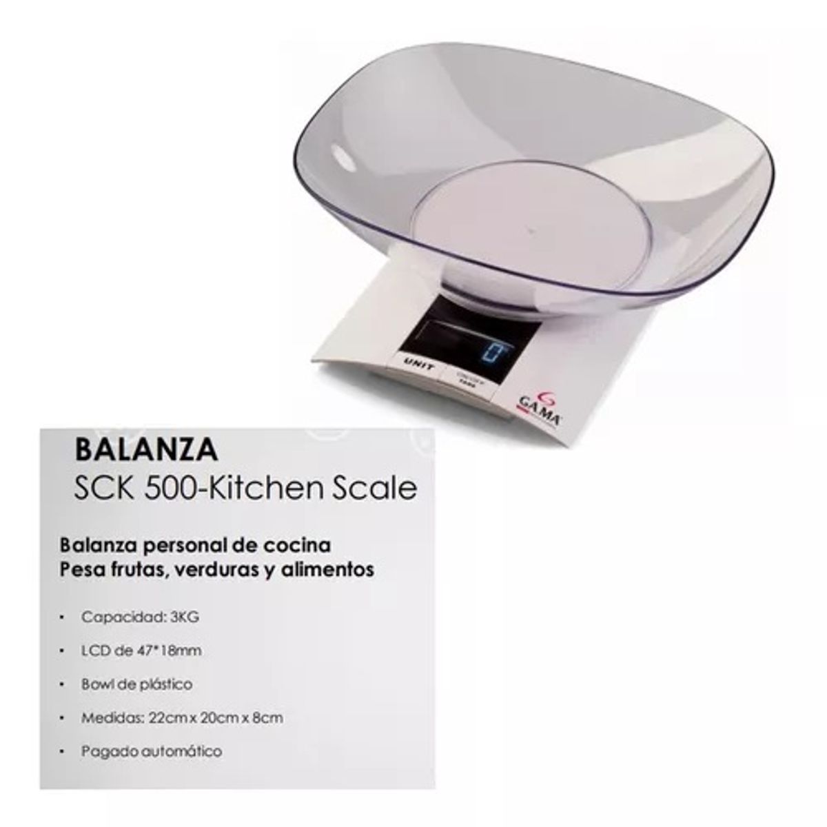 GAMA - Balanza De Cocina Gama Sck-500 3kg Color Blanco