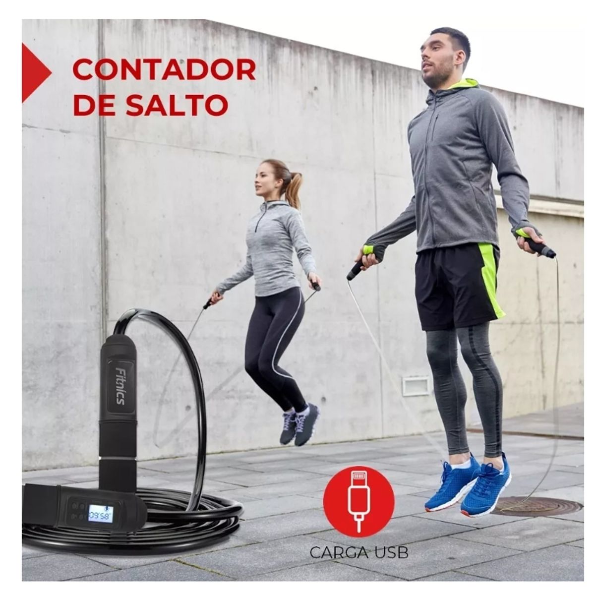 GENERICO - Cuerda Saltar Con Contador Digital Fitnics Cardio Crossfit